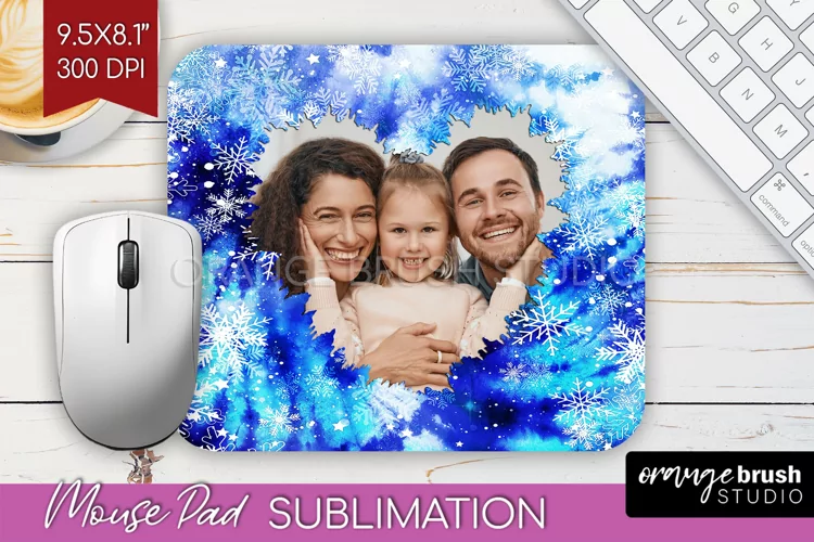 Winter Tie Dye Family Photo Frame Mouse Pad Sublimation