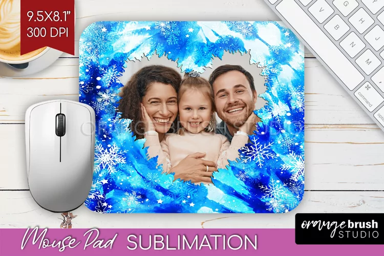Winter Tie Dye Family Photo Frame Mouse Pad Sublimation
