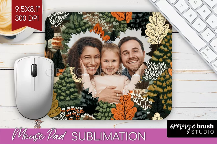 Autumn Photo Frame Mouse Pad Sublimation, Add Your Picture