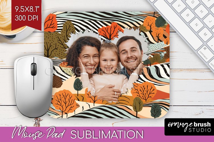 Autumn Photo Frame Mouse Pad Sublimation, Add Your Picture example image 1