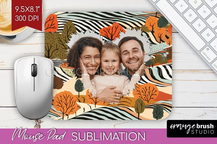 Autumn Photo Frame Mouse Pad Sublimation, Add Your Picture