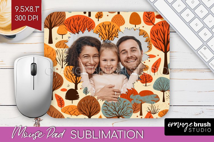 Autumn Photo Frame Mouse Pad Sublimation, Add Your Picture example image 1