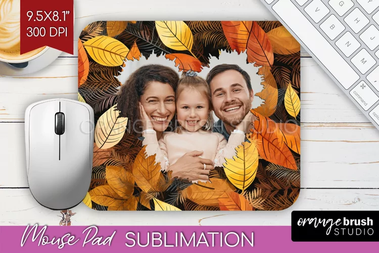 Autumn Photo Frame Mouse Pad Sublimation, Add Your Picture