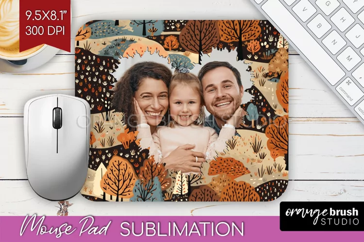 Autumn Photo Frame Mouse Pad Sublimation, Add Your Picture