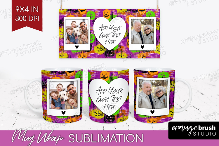 Halloween Photo Mug Wrap PNG - Brush Stroke Picture Frame