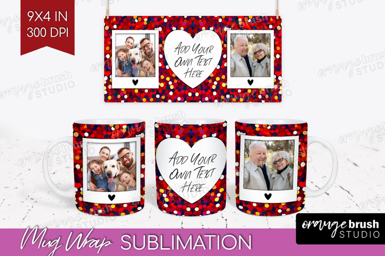 Glitter Photo Mug Wrap PNG - Sparkle Picture Frame Mug