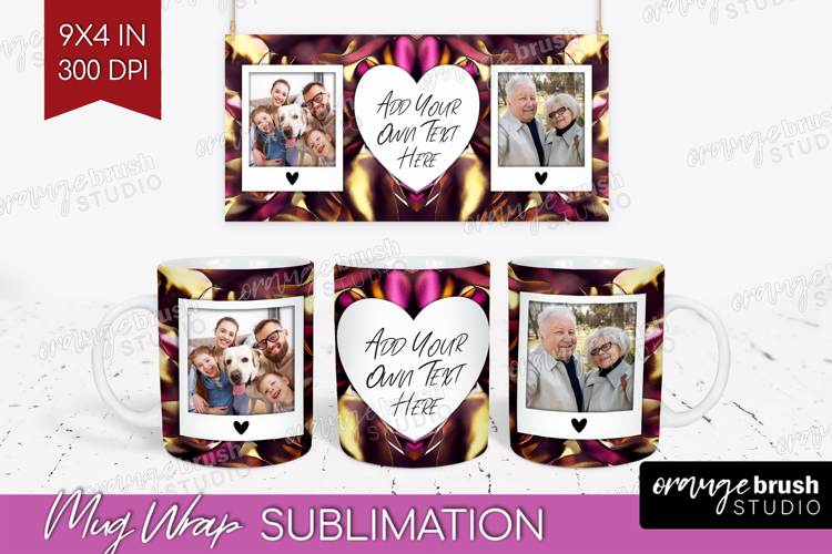 Rose Gold Photo Mug Wrap PNG - Abstract Picture Frame Mug