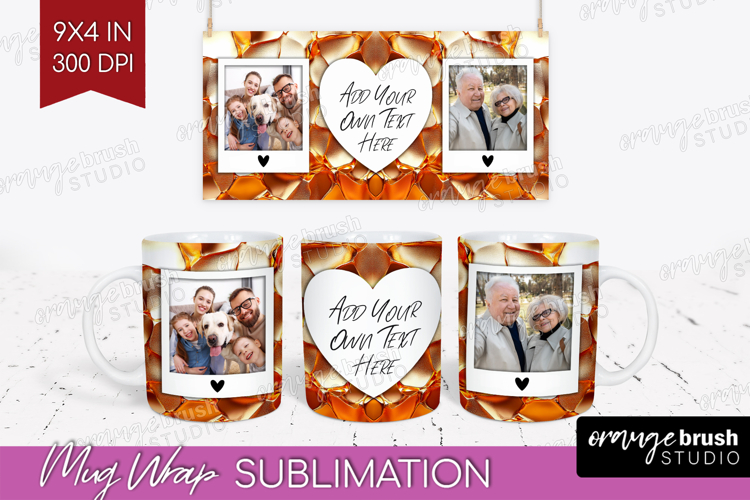 Rose Gold Photo Mug Wrap PNG - Abstract Picture Frame Mug