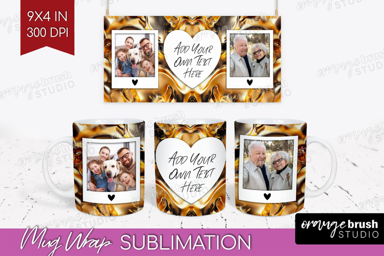 Rose Gold Photo Mug Wrap PNG - Abstract Picture Frame Mug
