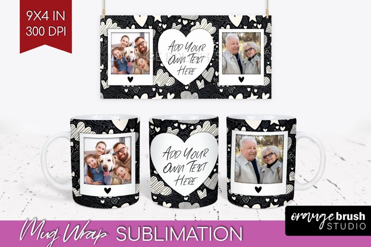 Valentines Day Photo Mug Wrap PNG - Heart Picture Frame Mug
