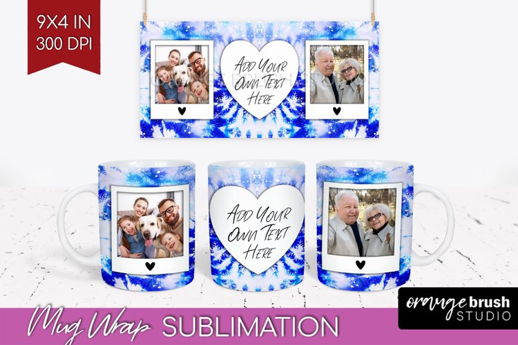 Winter Photo Frame Mug Wrap - Tie Dye Mug Sublimation example image 1