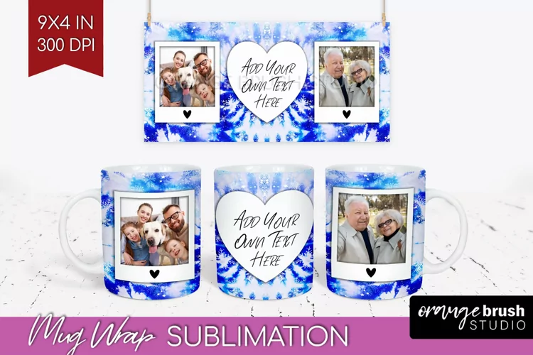 Winter Photo Frame Mug Wrap - Tie Dye Mug Sublimation