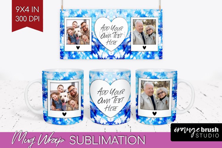 Winter Photo Frame Mug Wrap - Tie Dye Mug Sublimation example image 1