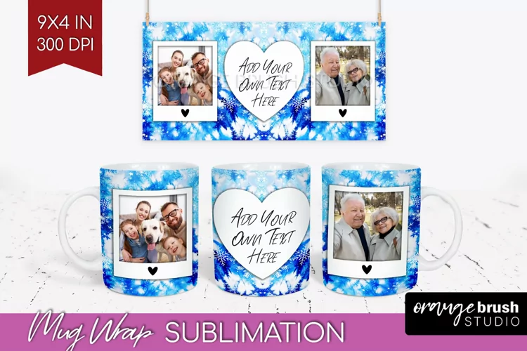 Winter Photo Frame Mug Wrap - Tie Dye Mug Sublimation