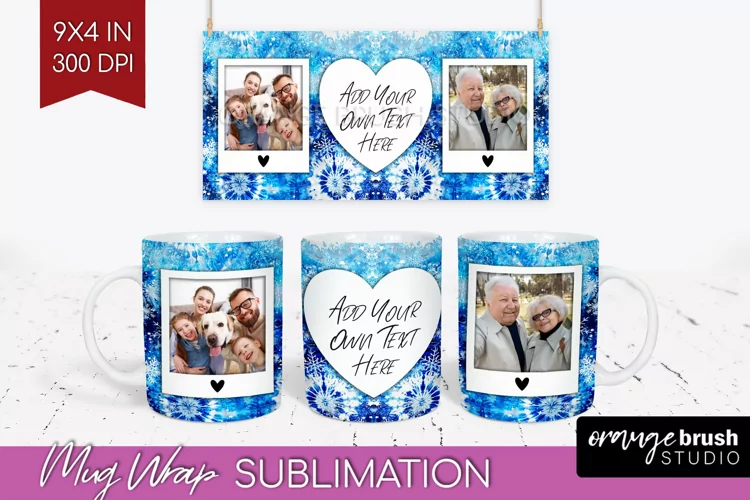 Winter Photo Frame Mug Wrap - Tie Dye Mug Sublimation