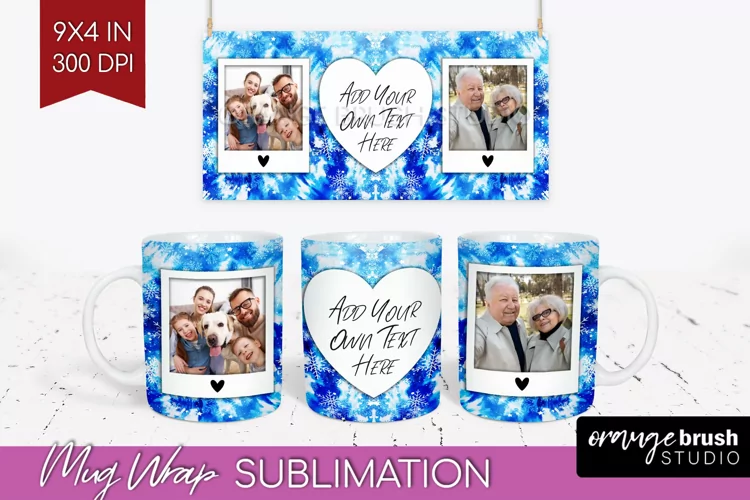 Winter Photo Frame Mug Wrap - Tie Dye Mug Sublimation
