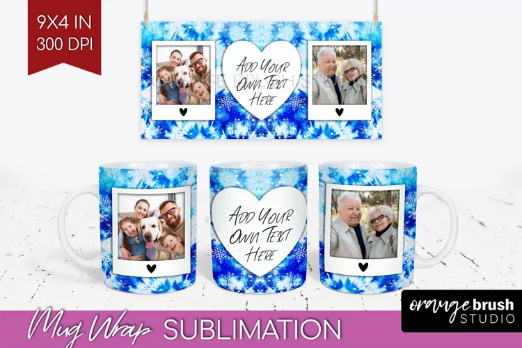 Winter Photo Frame Mug Wrap - Tie Dye Mug Sublimation