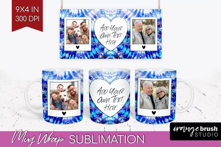 Winter Photo Frame Mug Wrap - Tie Dye Mug Sublimation