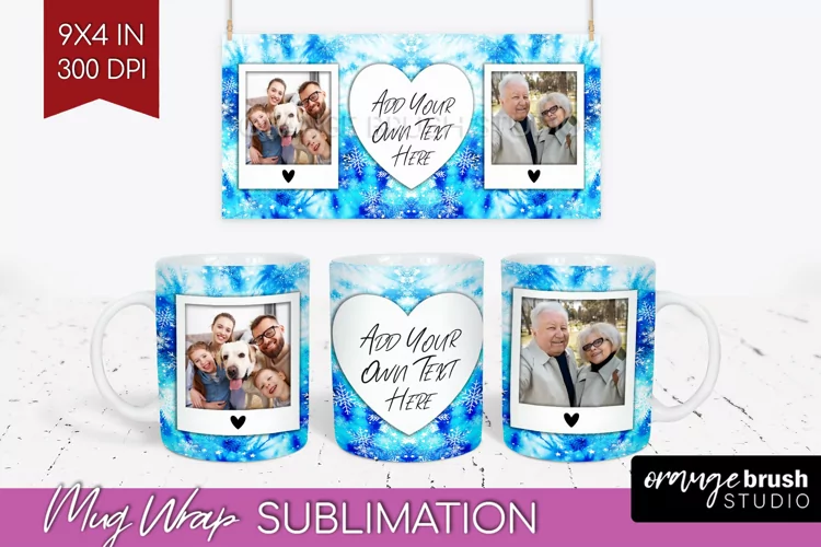Winter Photo Frame Mug Wrap - Tie Dye Mug Sublimation