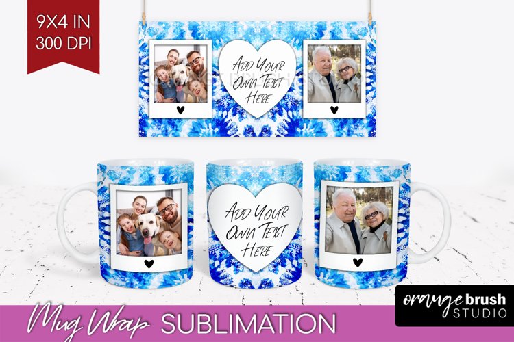 Winter Photo Frame Mug Wrap - Tie Dye Mug Sublimation example image 1