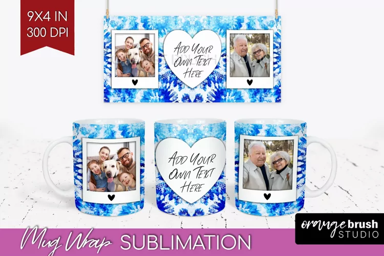 Winter Photo Frame Mug Wrap - Tie Dye Mug Sublimation