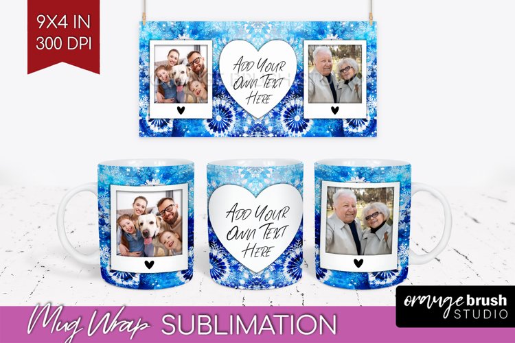 Winter Photo Frame Mug Wrap - Tie Dye Mug Sublimation example image 1