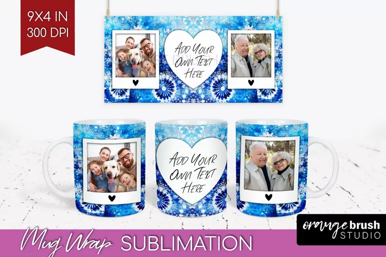 Winter Photo Frame Mug Wrap - Tie Dye Mug Sublimation