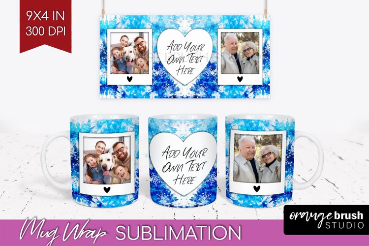 Winter Photo Frame Mug Wrap - Tie Dye Mug Sublimation example image 1