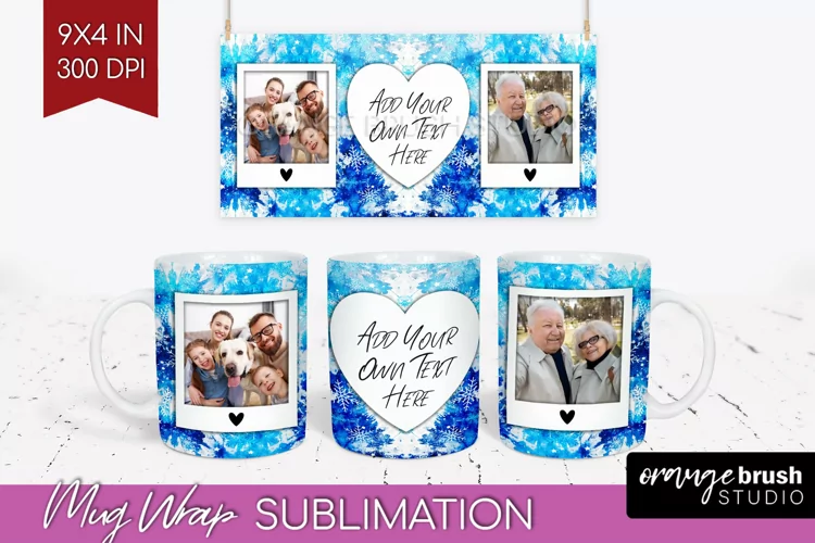 Winter Photo Frame Mug Wrap - Tie Dye Mug Sublimation