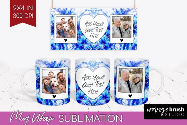 Winter Photo Frame Mug Wrap - Tie Dye Mug Sublimation example image 1