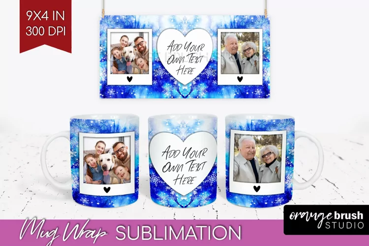 Winter Photo Frame Mug Wrap - Tie Dye Mug Sublimation