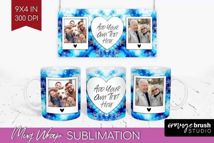 Winter Photo Frame Mug Wrap - Tie Dye Mug Sublimation