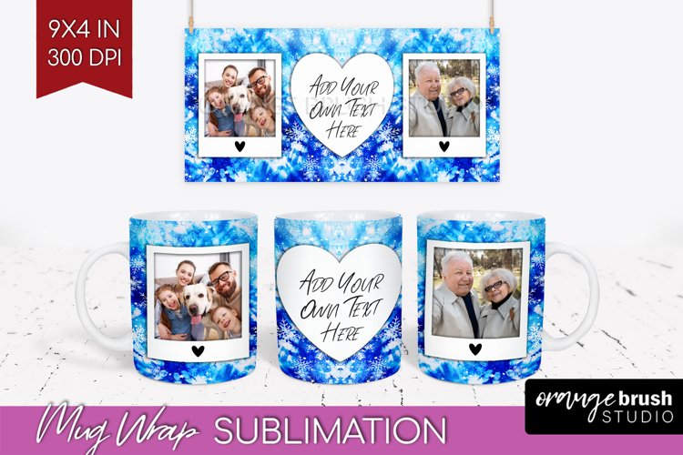 Winter Photo Frame Mug Wrap - Tie Dye Mug Sublimation example image 1