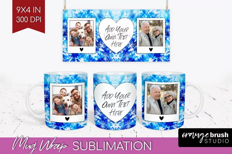 Winter Photo Frame Mug Wrap - Tie Dye Mug Sublimation