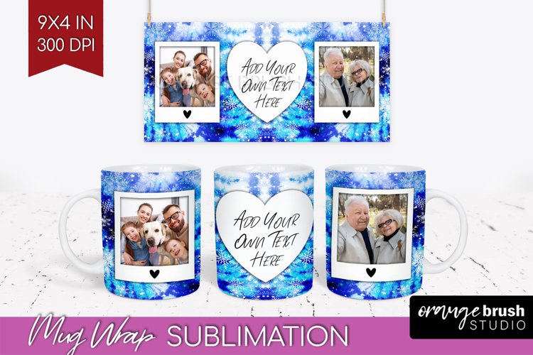 Winter Photo Frame Mug Wrap - Tie Dye Mug Sublimation example image 1