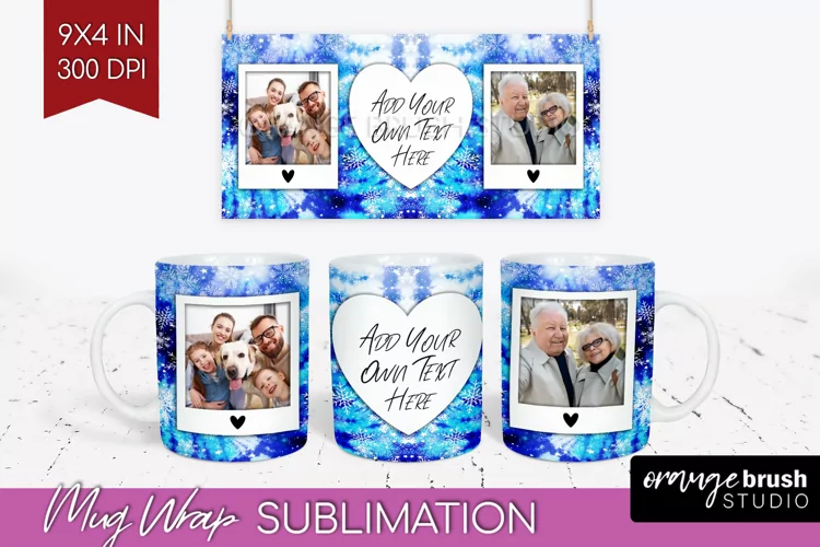 Winter Photo Frame Mug Wrap - Tie Dye Mug Sublimation