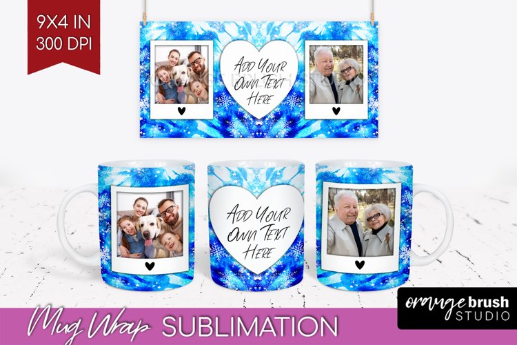 Winter Photo Frame Mug Wrap - Tie Dye Mug Sublimation example image 1