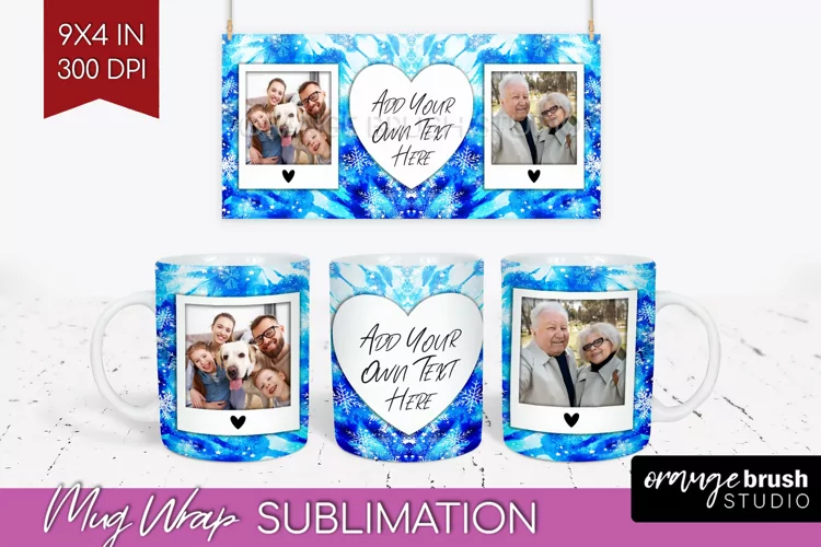 Winter Photo Frame Mug Wrap - Tie Dye Mug Sublimation