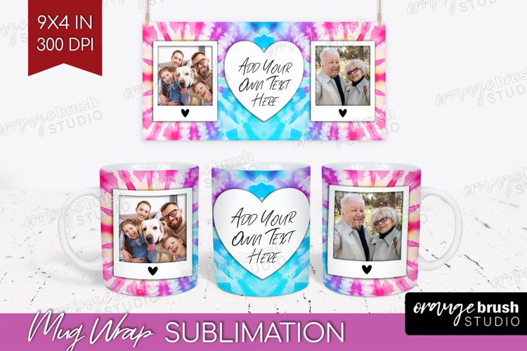 Tie Dye Photo Mug Wrap PNG - Rainbow Picture Frame Mug
