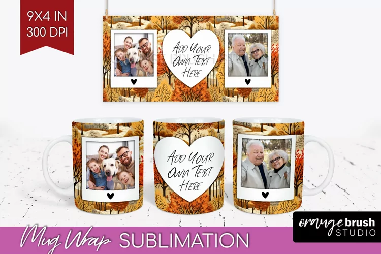 Fall Photo Frame Mug Wrap - Autumn Mug Sublimation