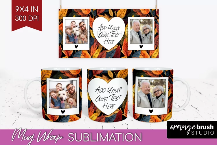 Fall Photo Frame Mug Wrap - Autumn Mug Sublimation