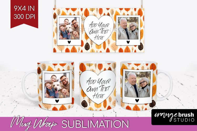Fall Photo Frame Mug Wrap - Autumn Mug Sublimation example image 1
