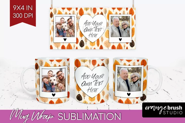 Fall Photo Frame Mug Wrap - Autumn Mug Sublimation
