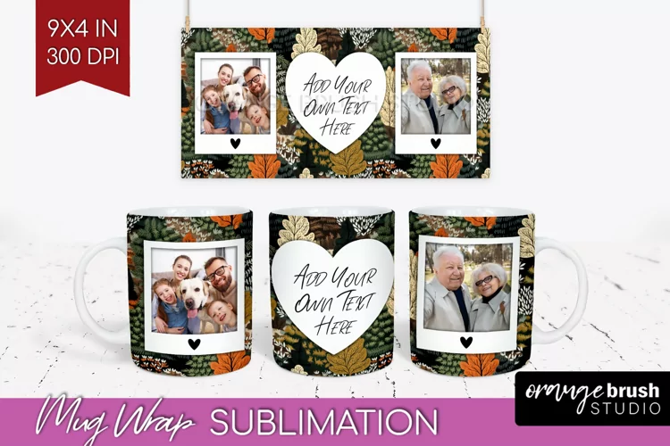 Fall Photo Frame Mug Wrap - Autumn Mug Sublimation