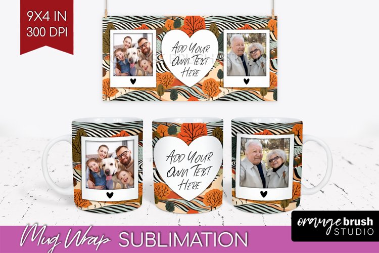 Fall Photo Frame Mug Wrap - Autumn Mug Sublimation example image 1