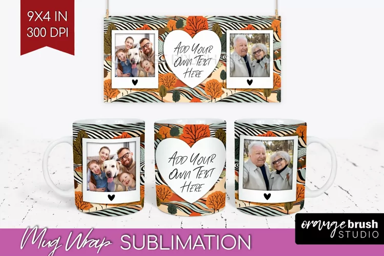 Fall Photo Frame Mug Wrap - Autumn Mug Sublimation