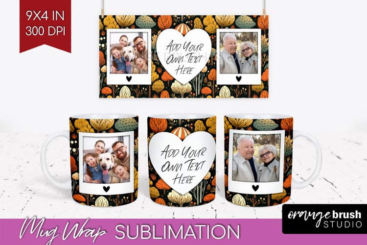 Fall Photo Frame Mug Wrap - Autumn Mug Sublimation example image 1