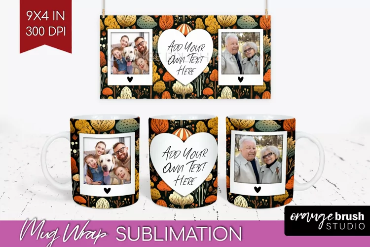 Fall Photo Frame Mug Wrap - Autumn Mug Sublimation