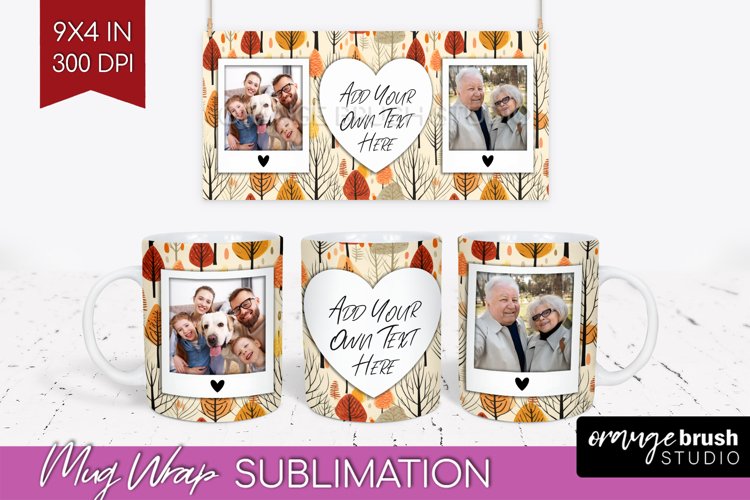 Fall Photo Frame Mug Wrap - Autumn Mug Sublimation example image 1
