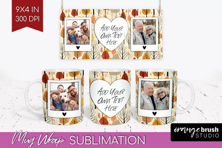 Fall Photo Frame Mug Wrap - Autumn Mug Sublimation